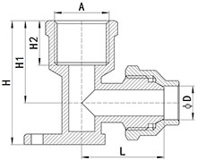 Codo abocardado hembra (placa de pared), HS310-007