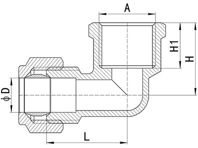 Codo de compresión hembra, HS320-005