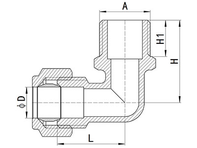 Codo de compresión macho, HS320-006