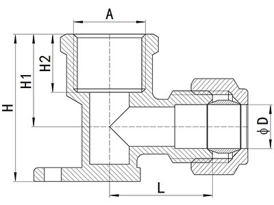 Codo de compresión hembra (placa de pared), HS320-009