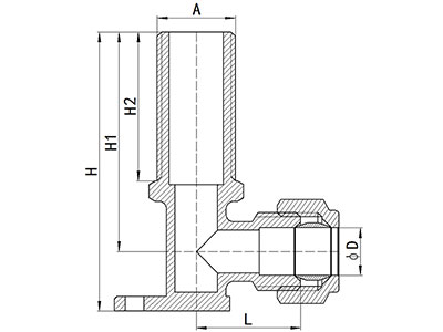 Codo de compresión (placa de pared), HS320-010