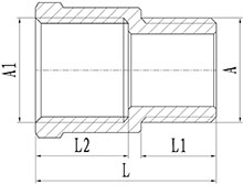 Conexión hexagonal de latón MxF, HS330-004