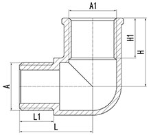 Codo de latón M&F, HS330-007