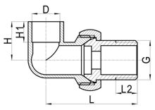 Conector angular con junta metálica C×MI, HS110-017